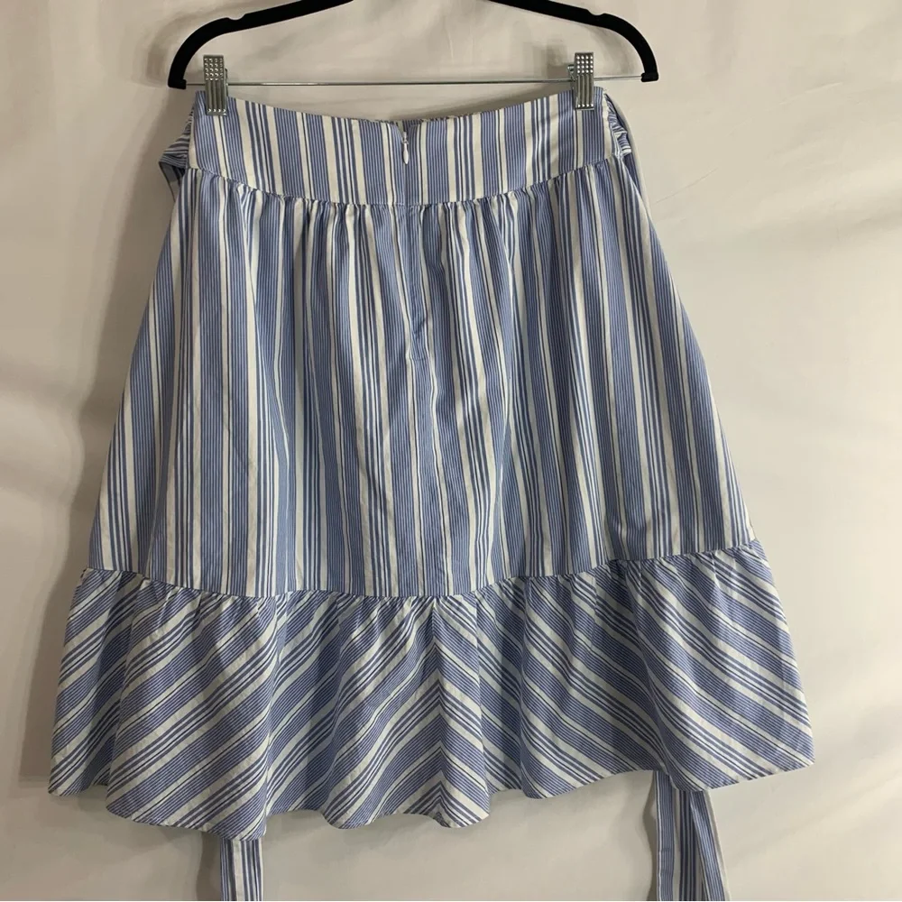 J. by J. Crew Blue White Striped Midi Skirt with Bow Waist, Size 2 - Picture 10 of 11